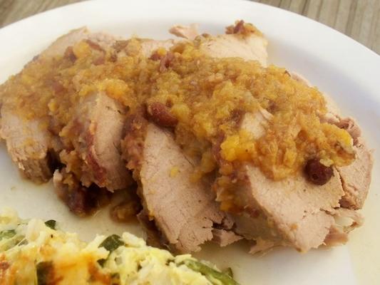 varkensgebraad met perzikchutney