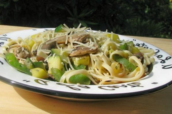 zomergroenten met linguine