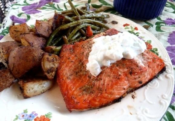 Griekse zalm met tzatziki saus