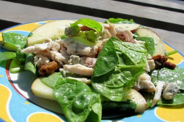 appel, kip en stiltonsalade