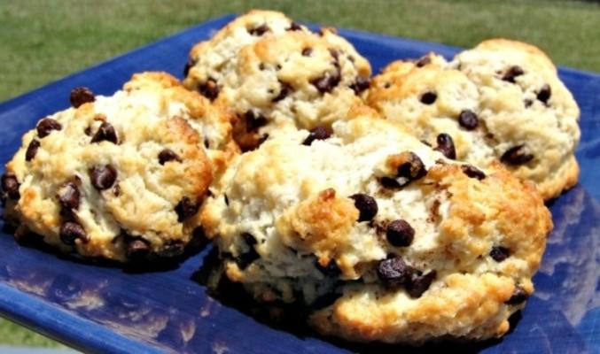 mooie dubbele drizzled chocolate chip scones