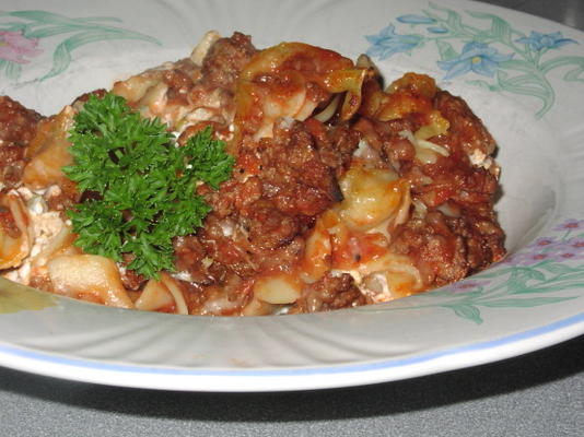 hamburger noodle bak voor twee