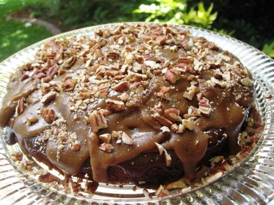 chocoladetaart met ganache en praline-topping