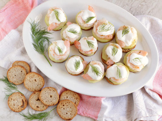 gemarineerde garnalen canapés