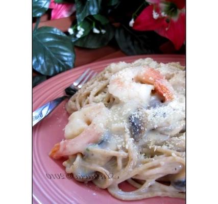 nif's spaghetti met champignons en garnalen voor twee