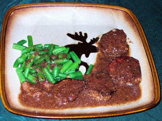 hertenbiefstuk met romige peper en cognac saus