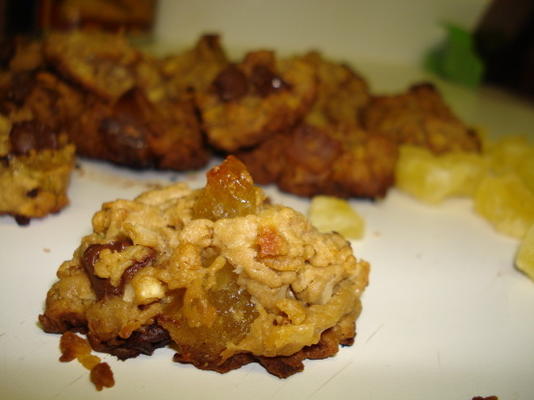 tropische gedroogde vruchten choc-chip cookies met een crunch