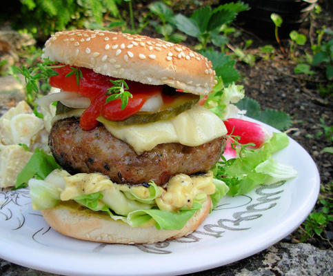 het torenhoge inferno! chili, kokos en koriander varkensburger