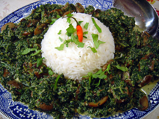 saag khumb (spinazie en champignons)