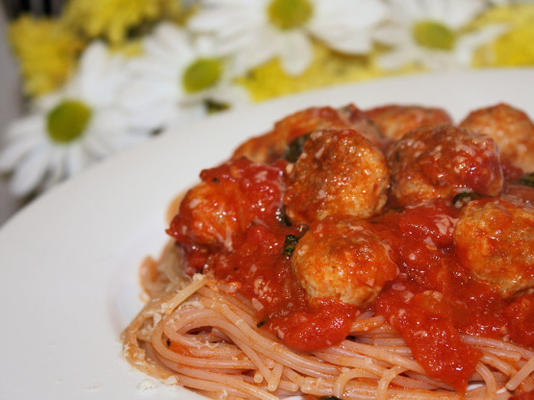 spaghetti met kip gehaktballen