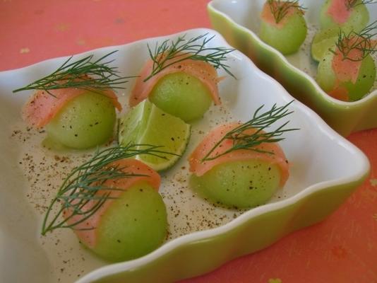 honingdauw met gerookte zalm