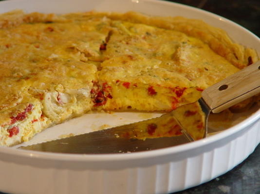 geroosterde paprika en artisjok quiche