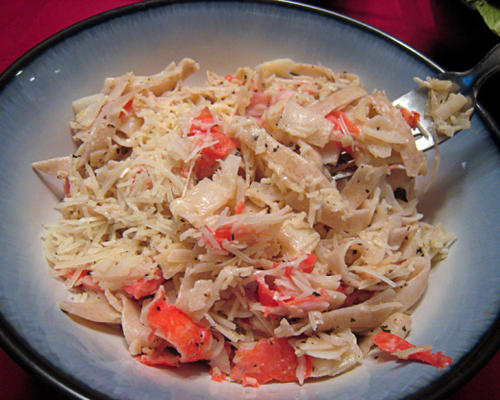 Garlicky krab met pasta