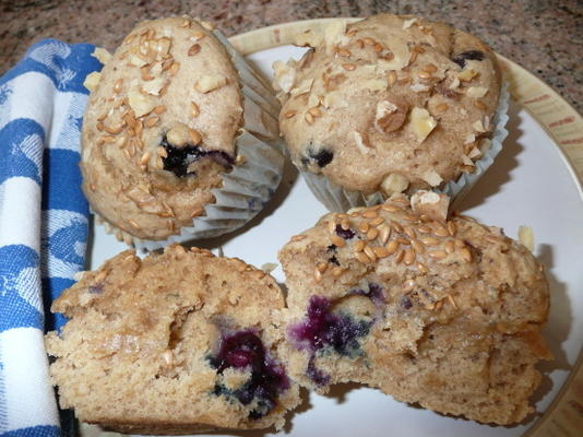 blueberry-peach muffins