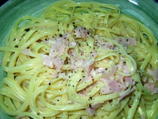 spaghetti met ham en eieren