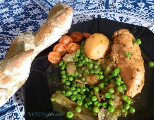 kippentagine met aardappelen en erwten (Marokko - Noord-Afrika)