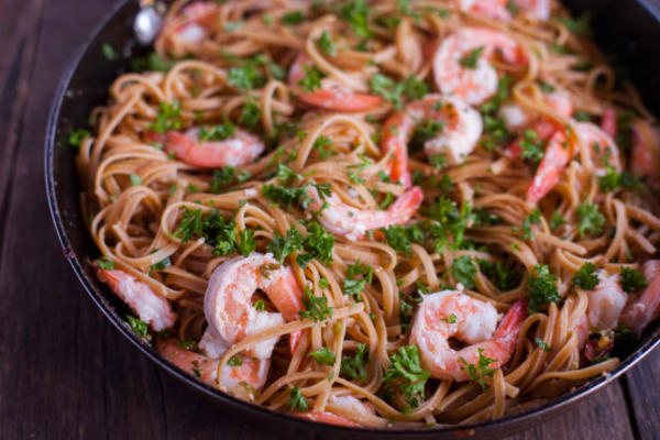 garnalen scampi met linguini