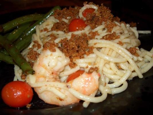 pittige knoflookgarnalen en tomatenspaghetti