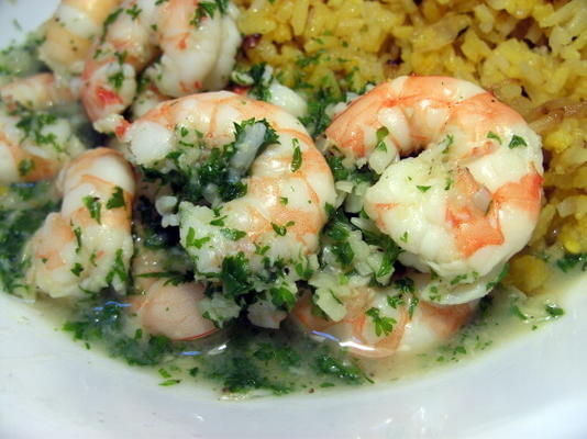 knoflook en witte wijn garnalen