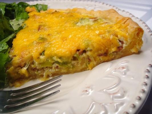 prei-bacon-cheddar taart