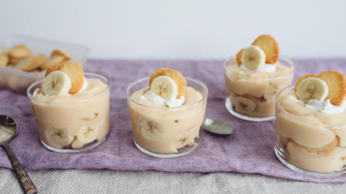 zelfgemaakte bananenpudding