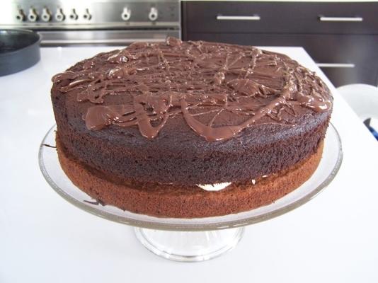 banaan chocolade fudge layer cake (licht)