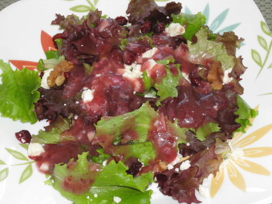 babygreens salade met cranberry balsamico vinaigrette