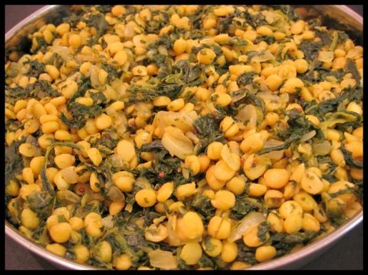 chana dal (gele linzen) met spinazie