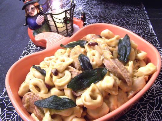 tortellini met kalkoenworst in romige appelachtige appelsalie