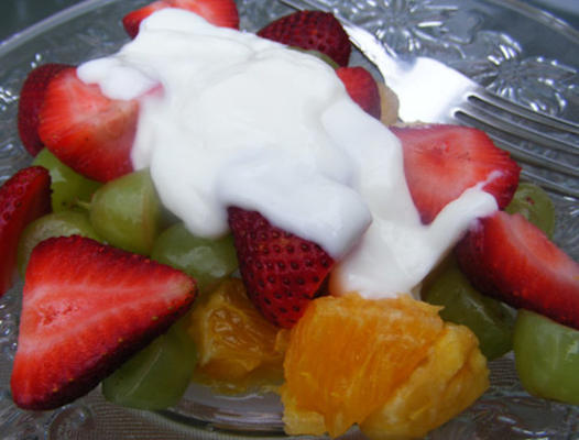 verse fruitsalade met honing vanille yoghurt