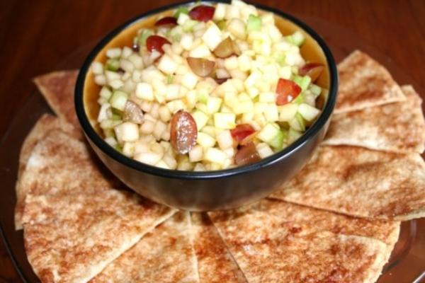 oogst appelsalsa met kaneelchips