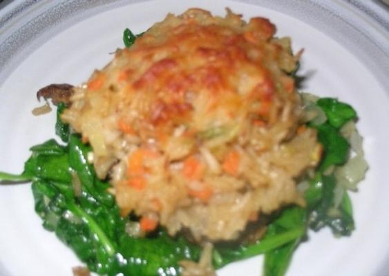 parmezaan risotto gevuld portabellas