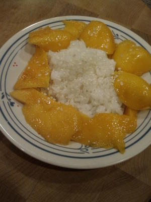 zoete kleefrijst met mango (kha neow mamuang)
