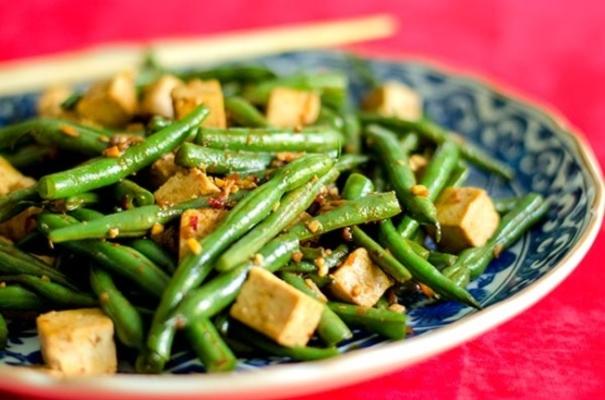 szechuan groene bonen en tofu (glutenvrij, veganistisch)