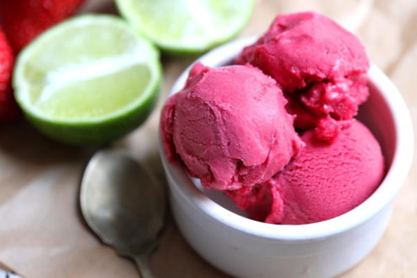 aardbei en limoensorbet (ww)