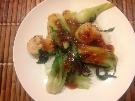 zoete en pittige coquilles en paksoi