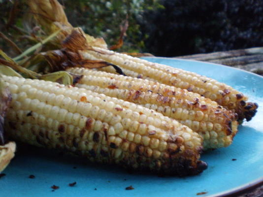 pittige knoflook gegrilde maïs