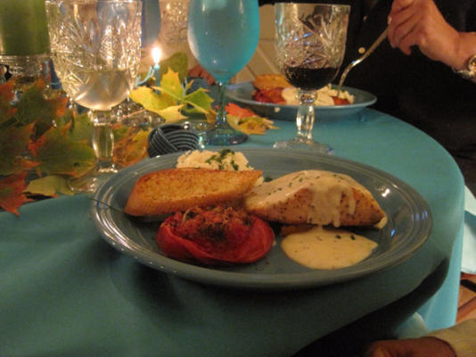 zalm met een romige mosterdcreme van citroen