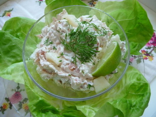 gerookte zalmpasta met peren en mierikswortel