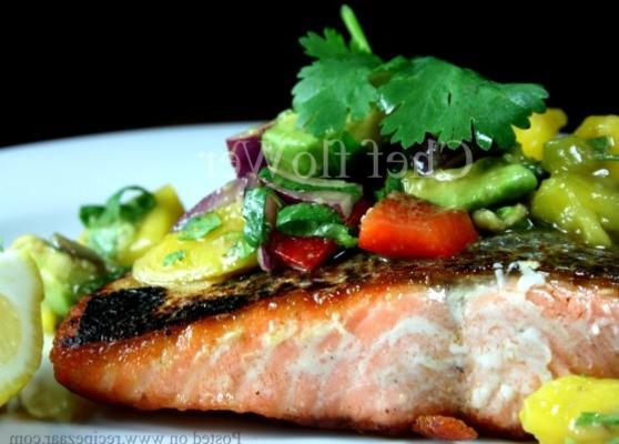 zalm met koriander / koriander mango salsa