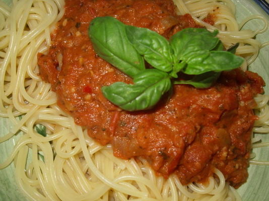 pasta al pomodoro (het recept van tia's over het recept van basta pasta)