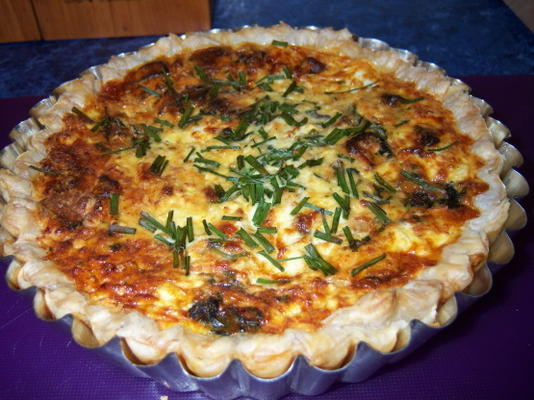 zoete aardappel en zalmquiche