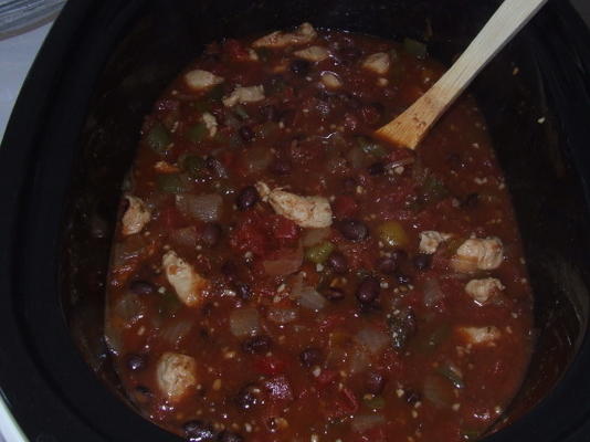 cheryl's crock pot kip chili met zwarte bonen-ww punten = 5