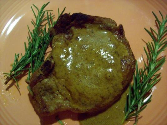 varkenskoteletten met harde ciderpan saus