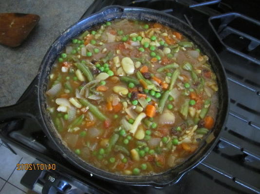 Marokkaans gekruide fava bean stoofpot