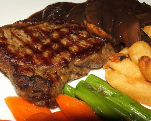 pepersteak met port-wijn champignonsaus