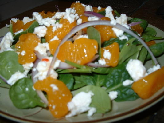 mandarijn, spinazie en feta-salade
