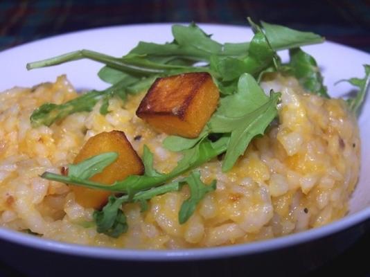 risotto van pompoen met raket en parmezaanse kaas