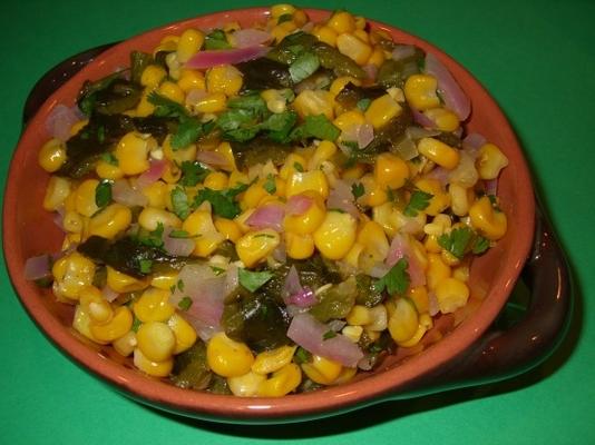 maïs en vuur geroosterde poblano salade met koriander