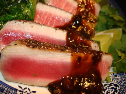 tonijn met abrikoos chipotle glazuur